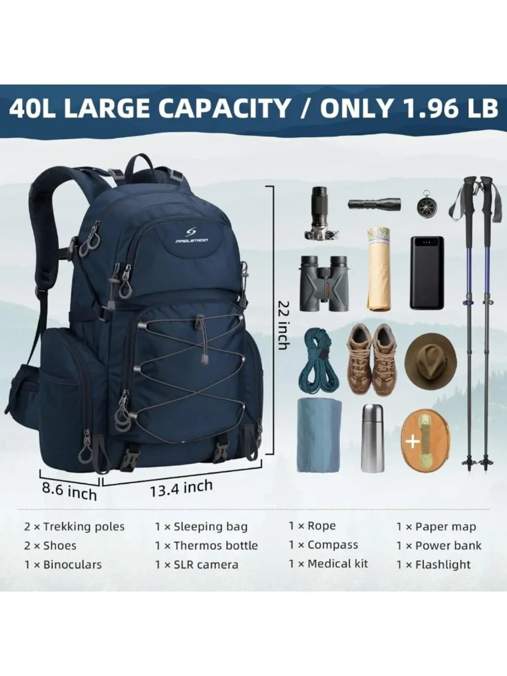 40L Waterproof Hiking Backpack | Lightweight Travel Daypack with Rain Cover